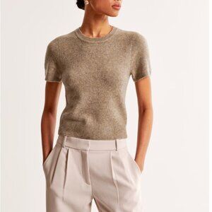 NWT Abercrombie & Fitch Women's Light Brown Crew Sweater Tee Medium